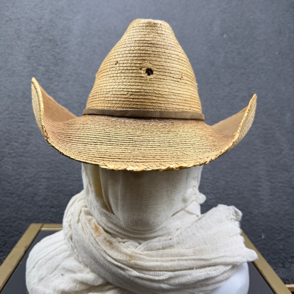Sun Body Palm Leaf Cowboy Hat Tan Straw Western Size 7 Guatemala Handcrafted